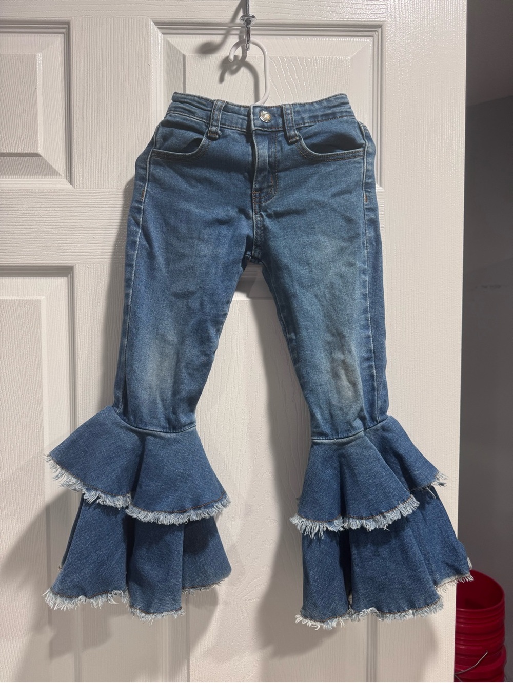 Girls' Denim Ruffle Flare Jeans - Blue
